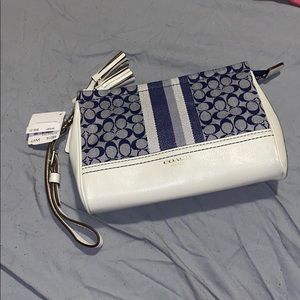 Navy & White Coach Wristlet